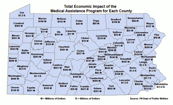Total Economic Impact of MA Program for Each County