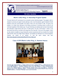 MLK Newsletter - Fall 2016