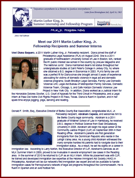 MLK Program Newsletter - Fall 2011